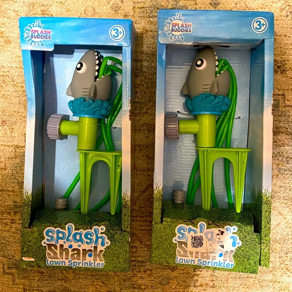 Splash Shark Lawn Sprinkler Toy for Kids. Lot of 2—New